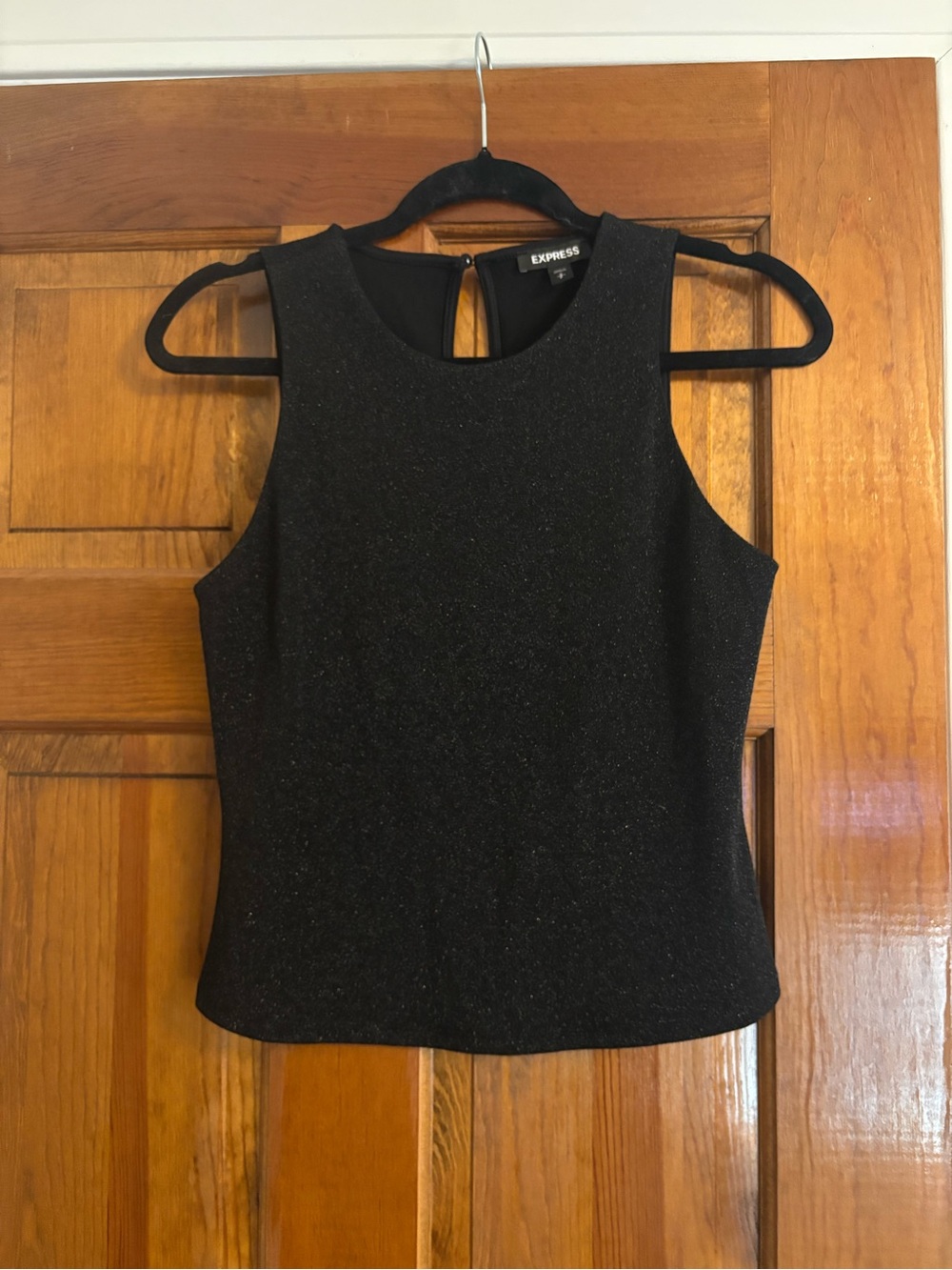 Express Women's Black Sleeveless Glitter Tank Top